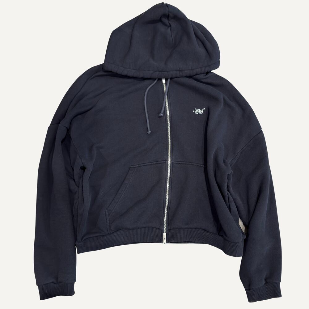 Kith New York Script Logo Double Zipper Hoodie Black Sz L